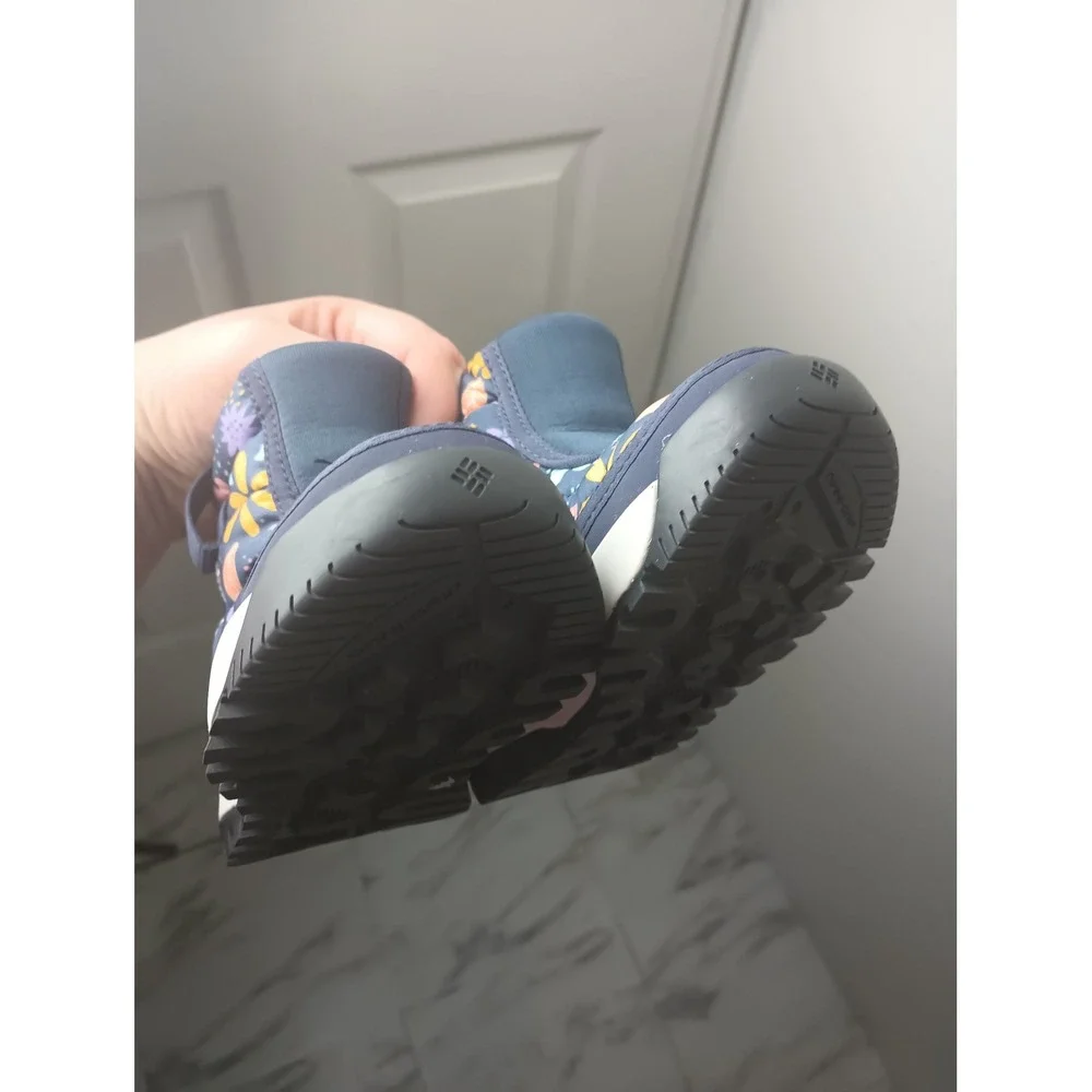 Columbia Toddler Girls Omni-Heat Floral Winter Boots Navy Blue Size 8 BC2238-466